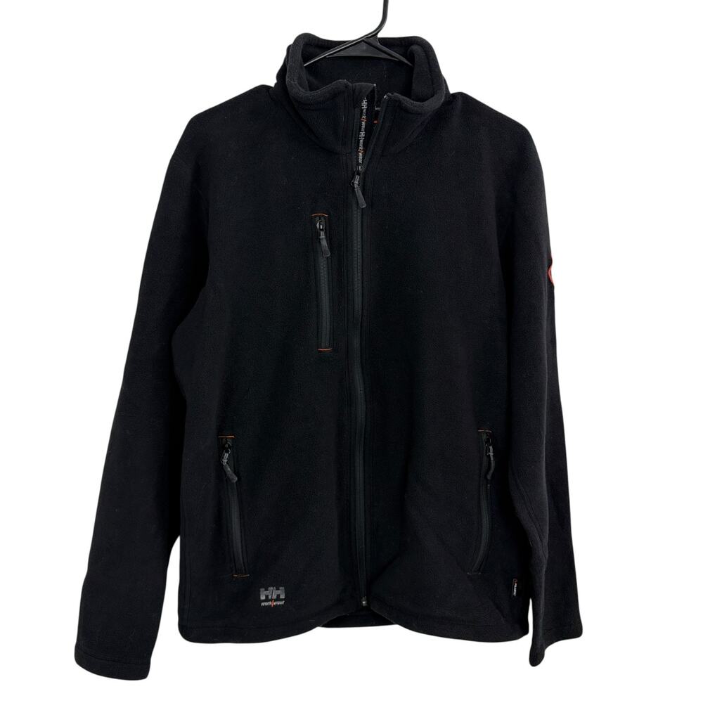 Helly Hansen Work Wear Fleece Jacket Mens Large Black Full Zip Outdoors Hiking *